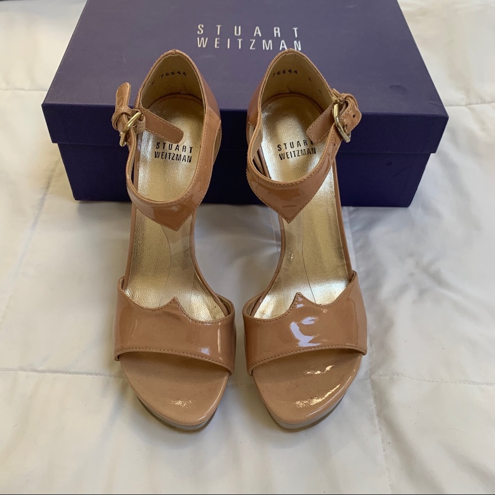 Stuart Weitzman Adobe Aniline Patent Clear Heels - image 4
